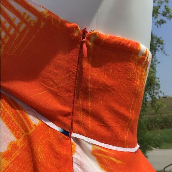 Diane Von Furstenberg Dress Indochine Orange Palm Empire Waist Halter Size 2 - Picture 9 of 11